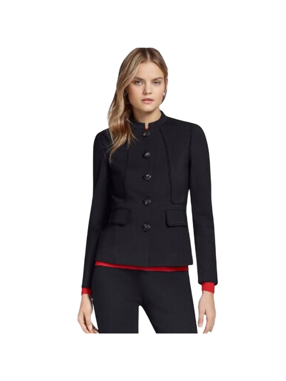 Brooks Brothers Black Ponte Nehru Jacket Fitted Button Workwear Blazer Size US 6
